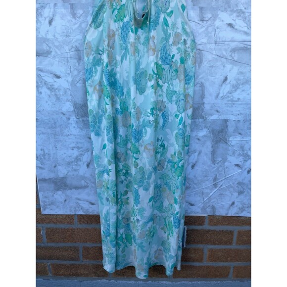 RESA River Dress Blue green Floral Maxi Long Open Back Straps satin size large - Picture 9 of 12